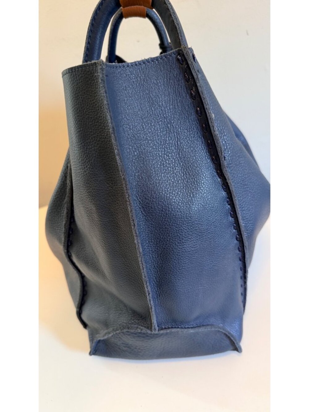 The Sak Los Feliz Indigo Leather Large Tote with Tassel Charm - Picture 7 of 16